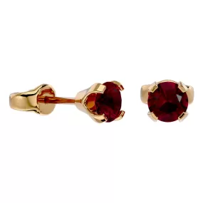 0.60 Carat Ruby Stud Earrings In 14 Karat Yellow Gold Filled