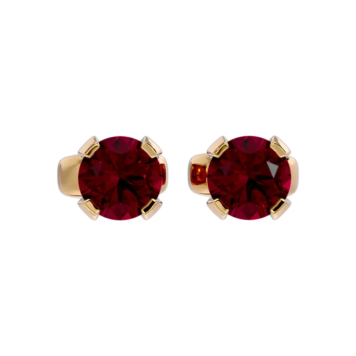 0.60 Carat Ruby Stud Earrings In 14 Karat Yellow Gold Filled