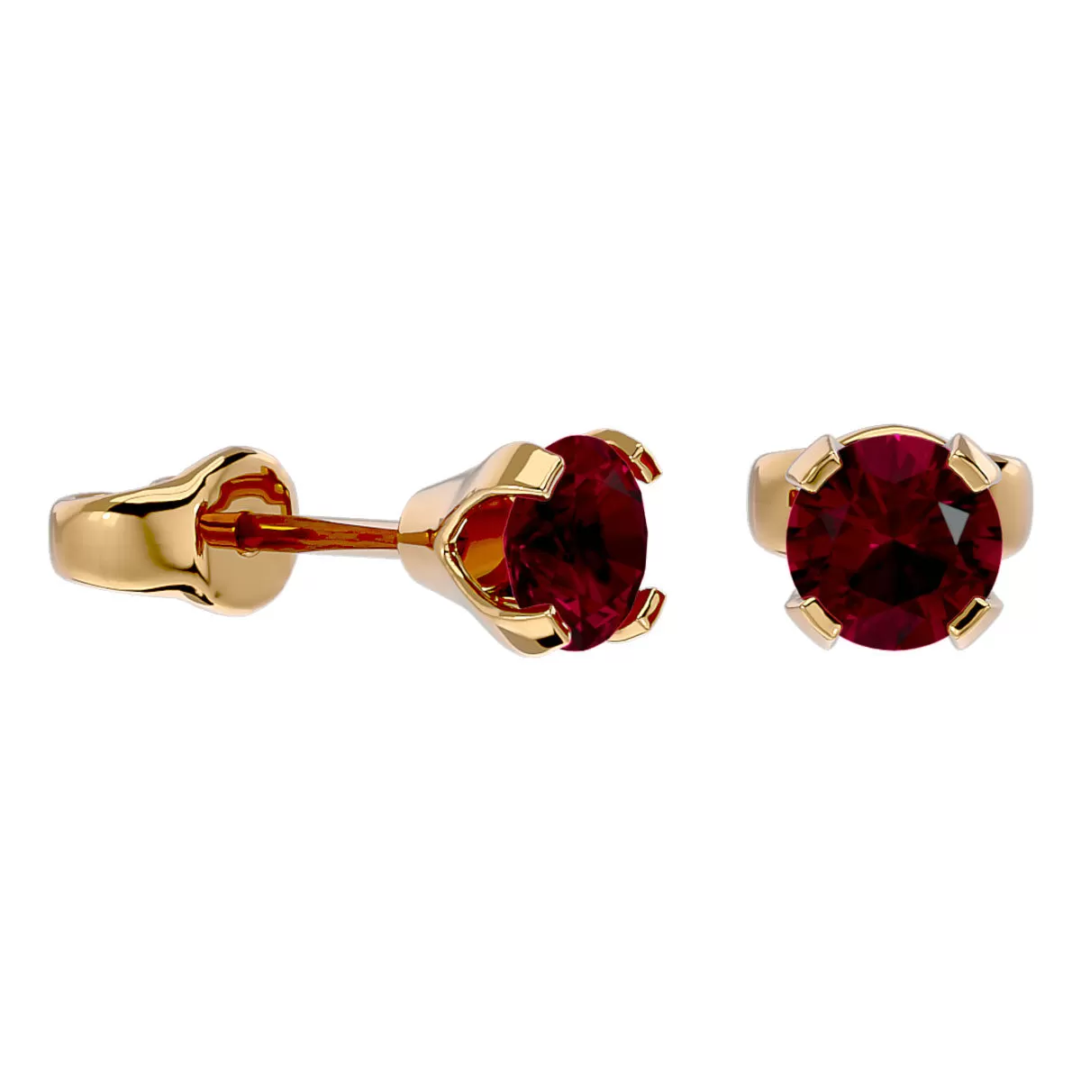 0.60 Carat Ruby Stud Earrings In 14 Karat Yellow Gold Filled