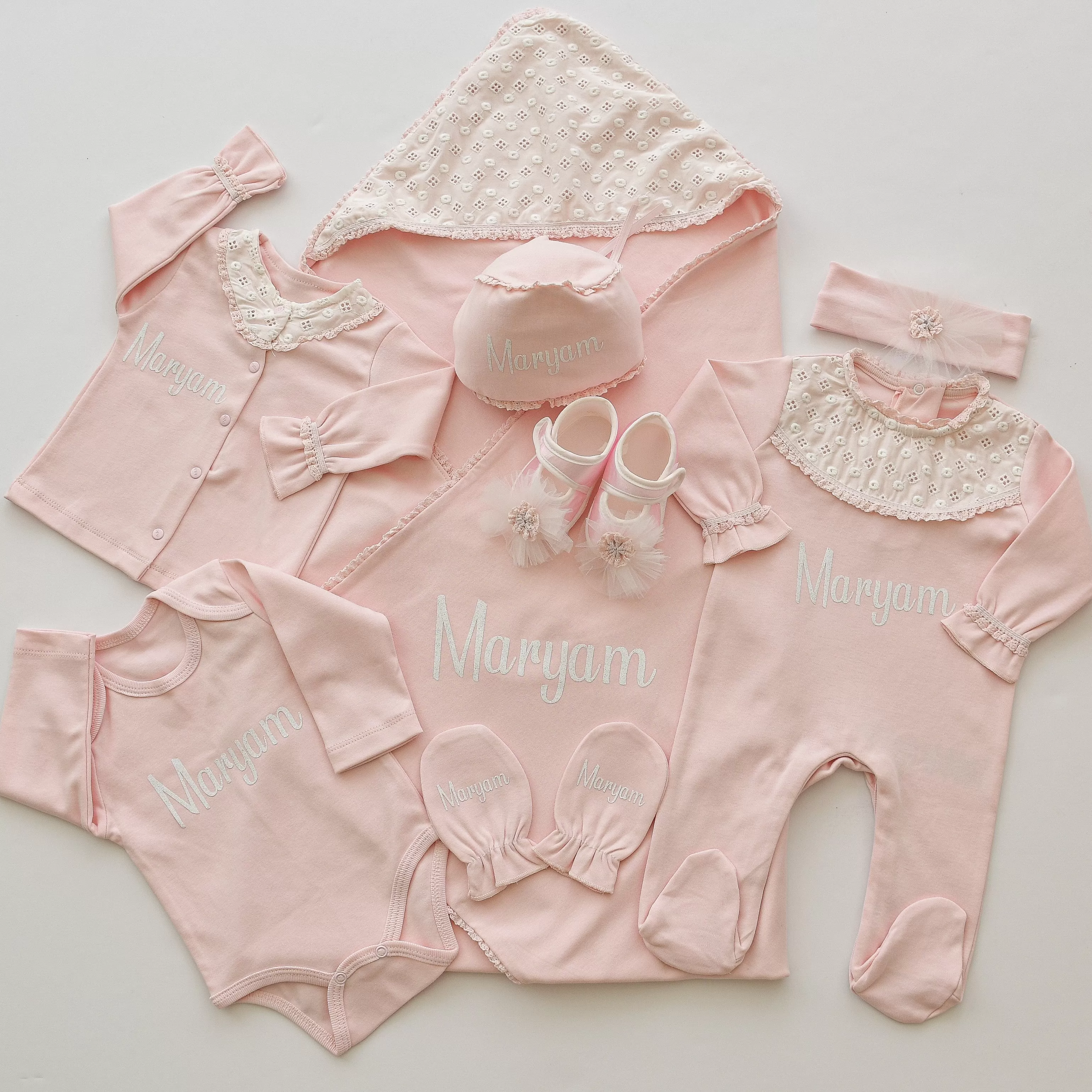 11 Piece Soft Cotton Newborn Girl Set