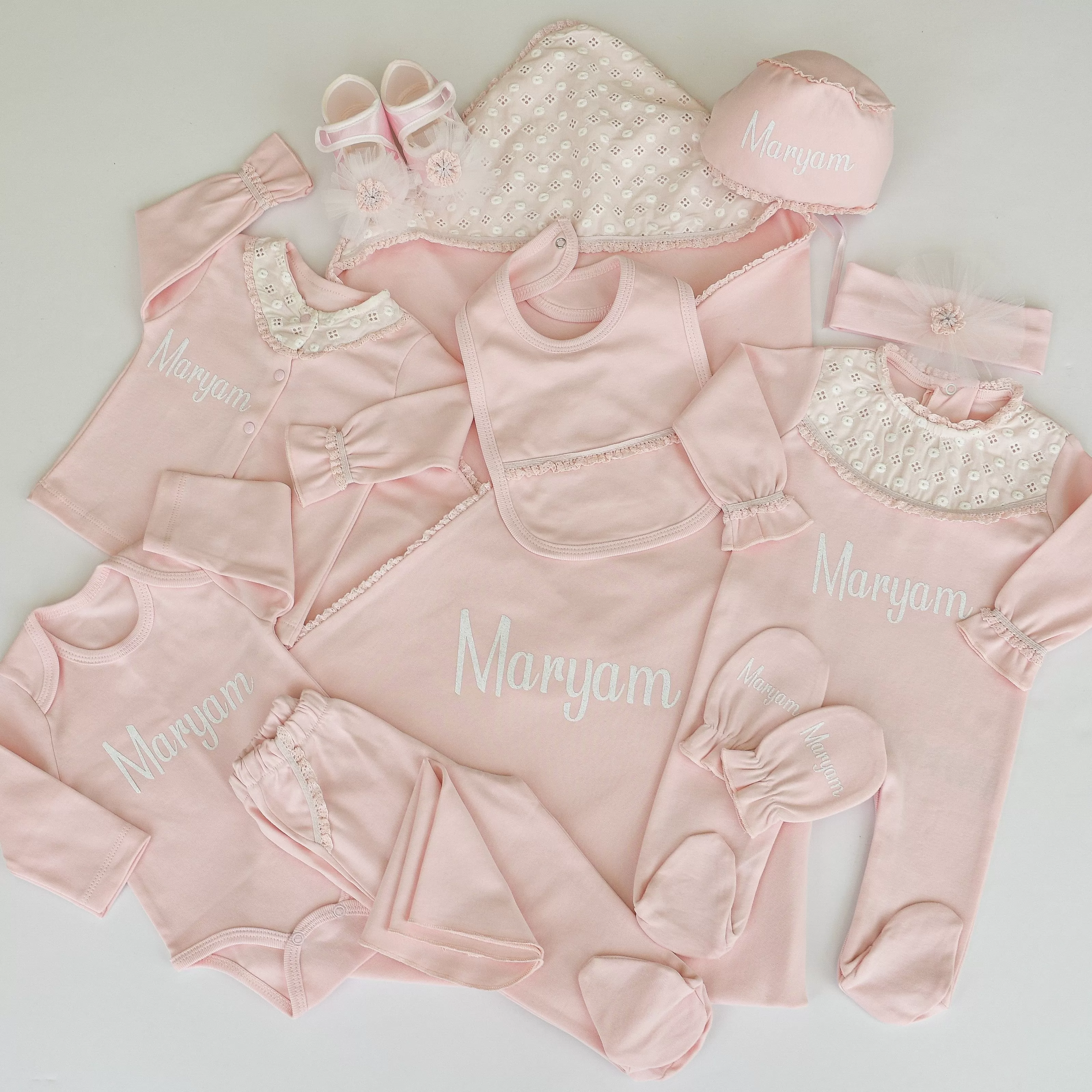 11 Piece Soft Cotton Newborn Girl Set