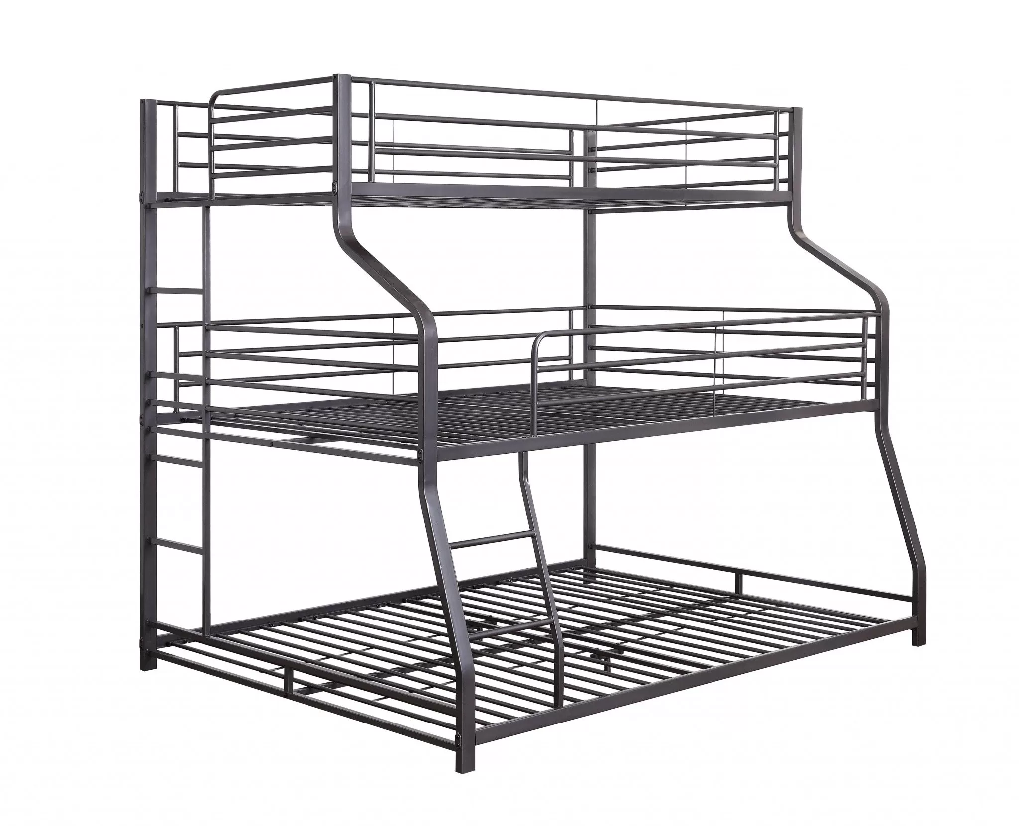 62 X 83 X 74 Gunmetal Metal Triple Bunk Bed  Twinfullqueen