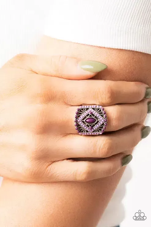 Amplified Aztec Purple Ring - Paparazzi Accessories