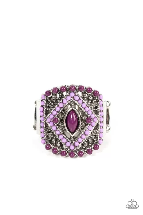 Amplified Aztec Purple Ring - Paparazzi Accessories