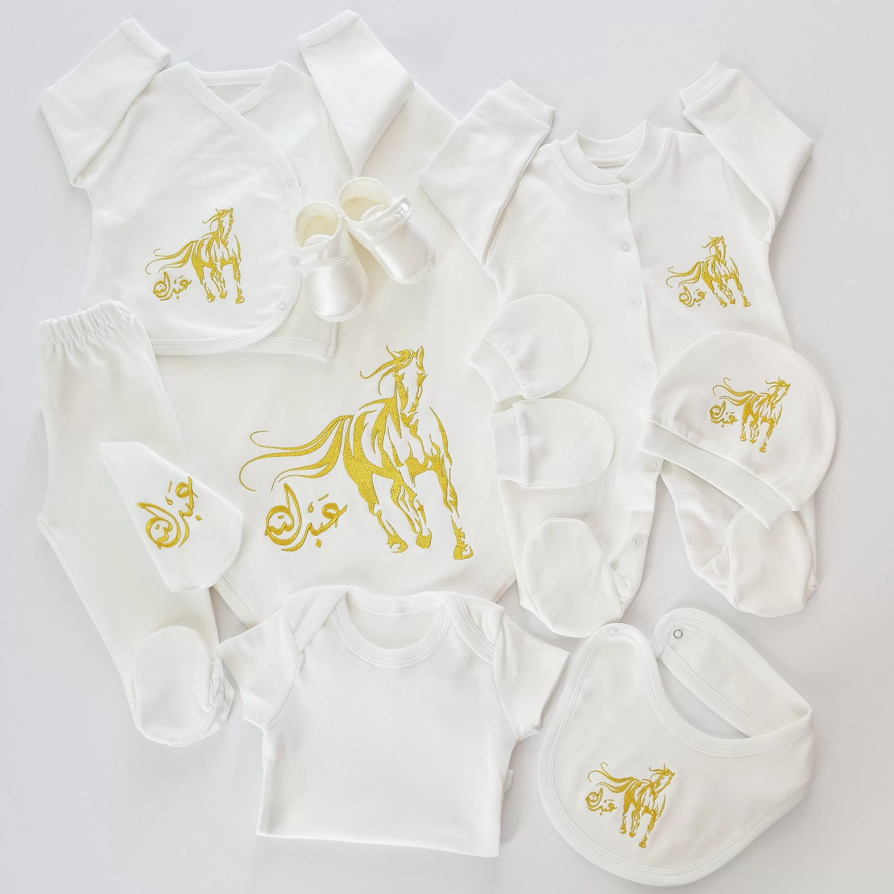 Arabian Horse Baby Boy Coming Home Embroidered Set