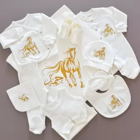 Arabian Horse Baby Boy Coming Home Embroidered Set