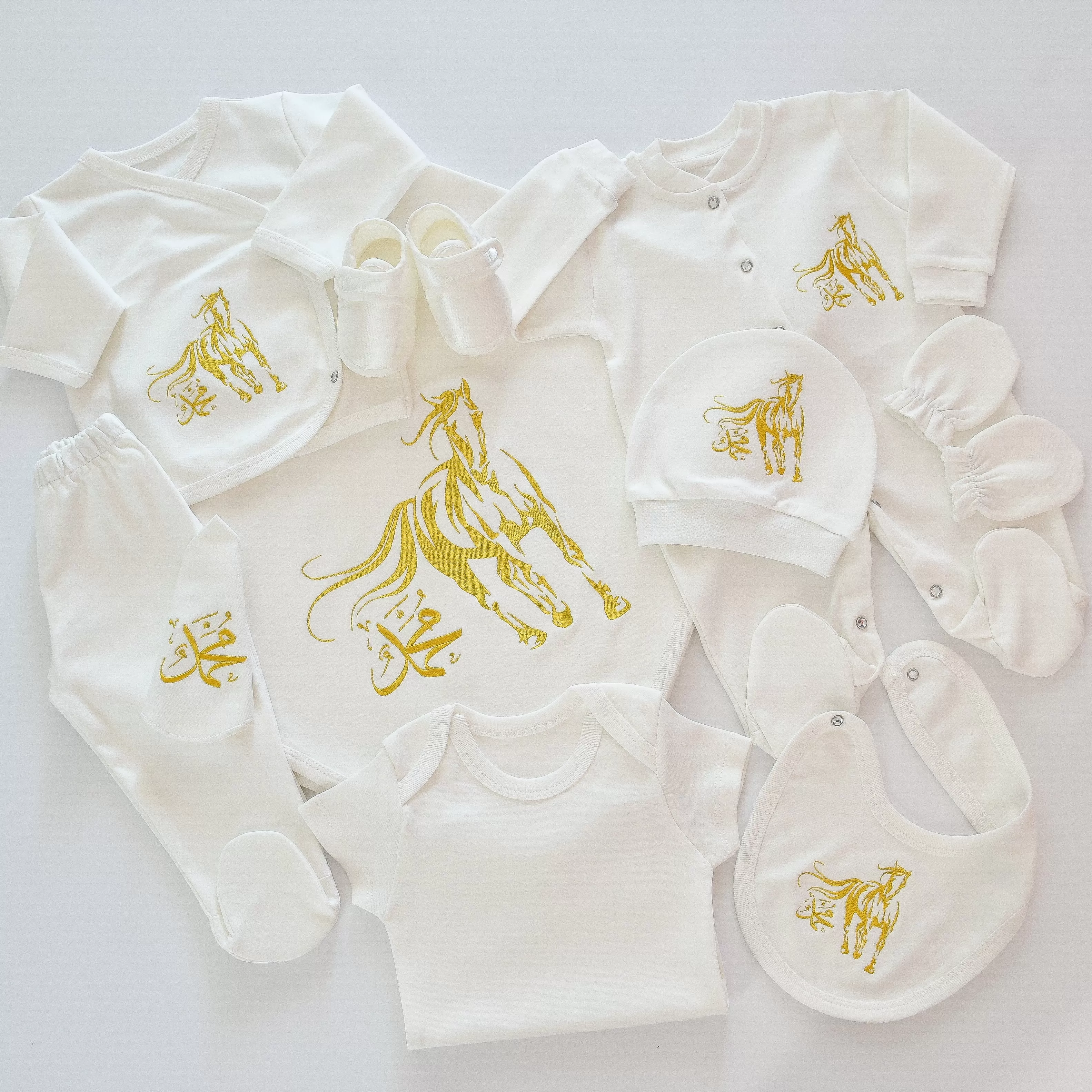 Arabian Horse Baby Boy Coming Home Embroidered Set