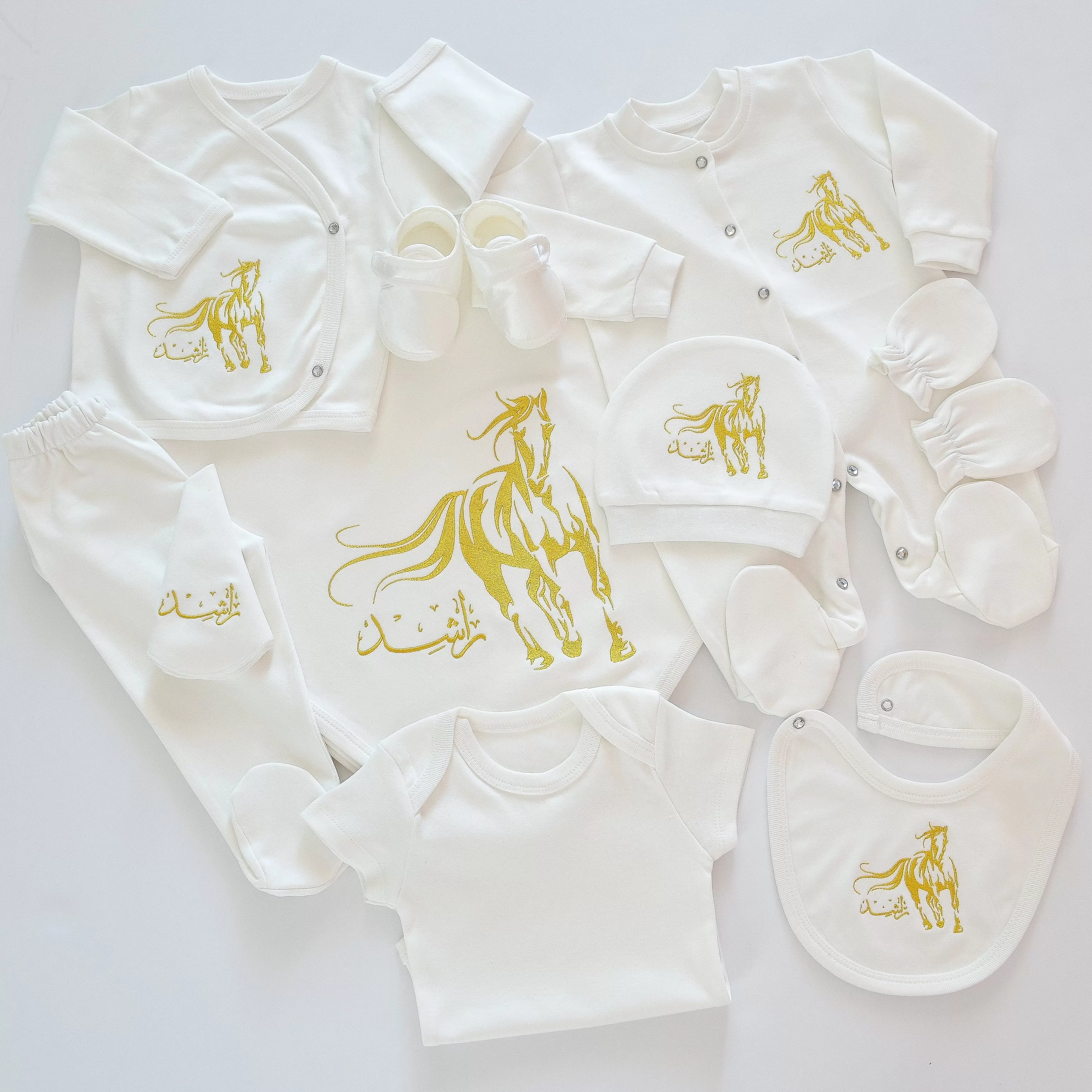 Arabian Horse Baby Boy Coming Home Embroidered Set