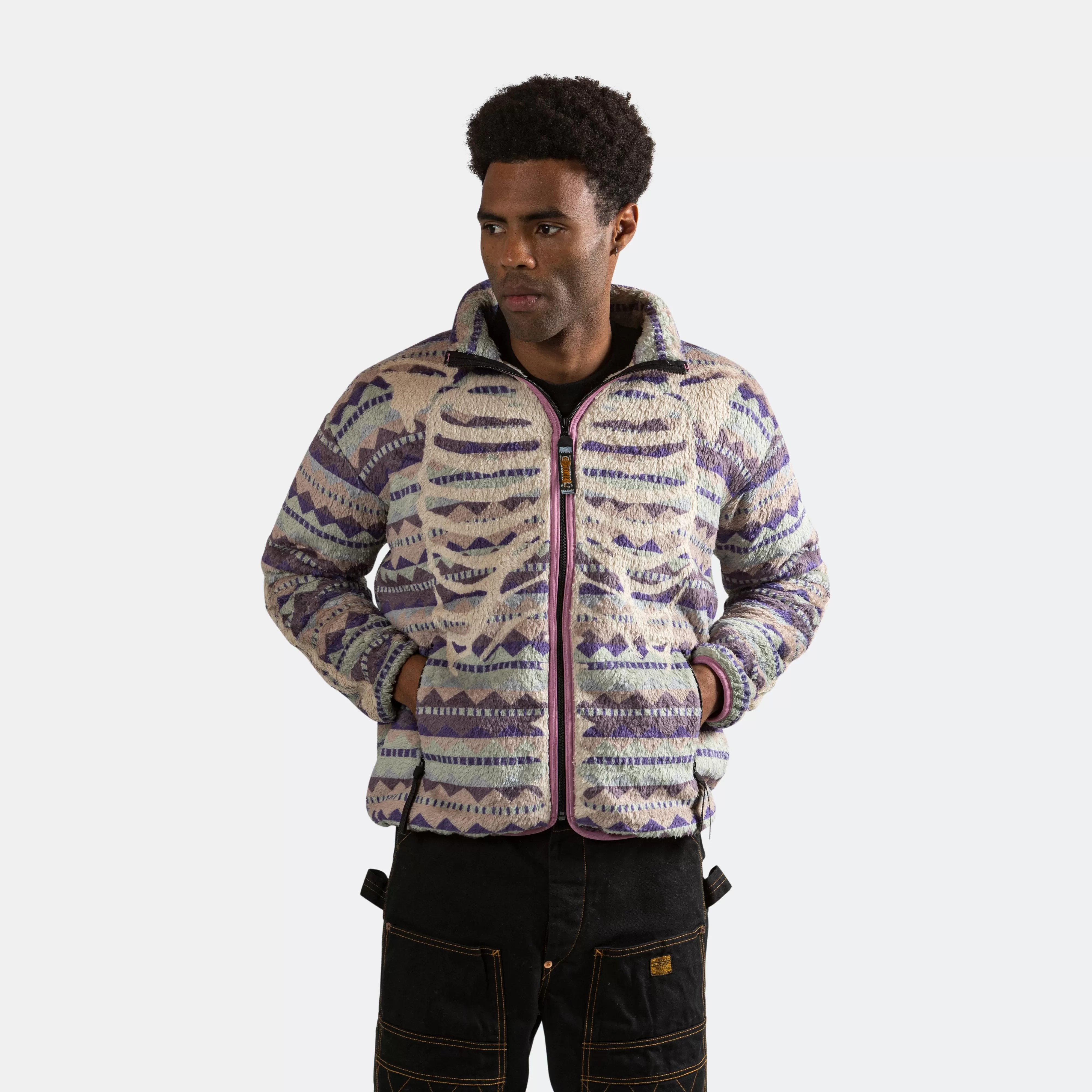 ASHLAND Stripe & BONE Fleece ZIP Blouson - Purple