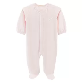 Baby Club Chic - Pink Baby Lamb Embroidered Footie