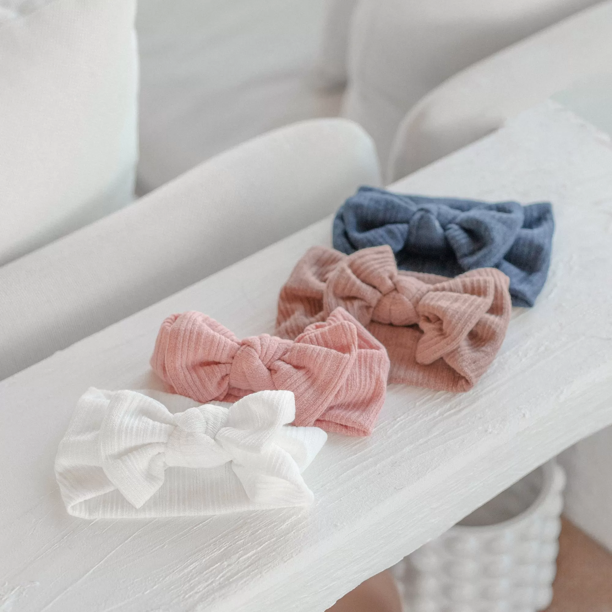 Baby Light Knit Single Soft Bow Knot Headband — Cherry