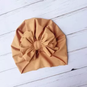 Baby Top Knot Bow Turban — Mustard