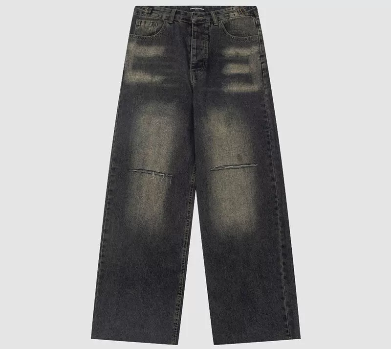 Balenciaga Black Faded Distressed Baggy Jeans