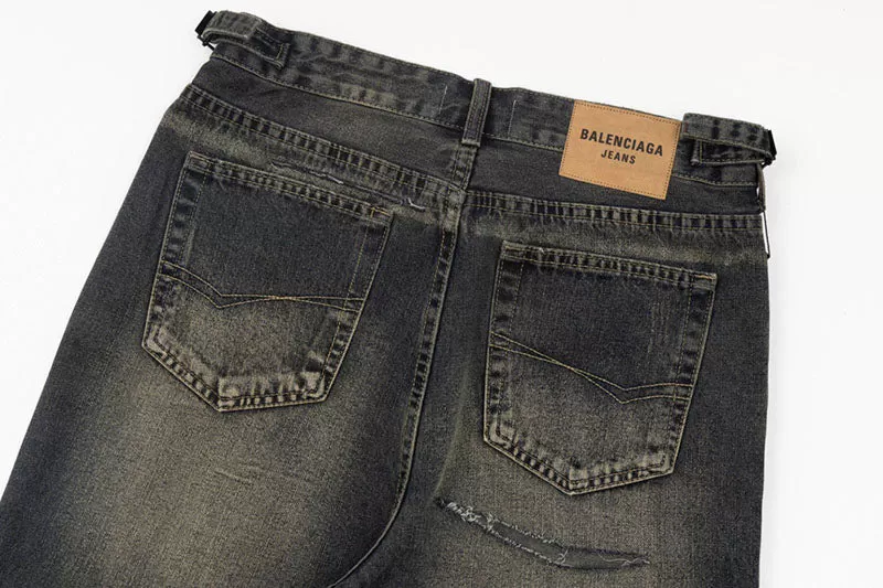 Balenciaga Black Faded Distressed Baggy Jeans