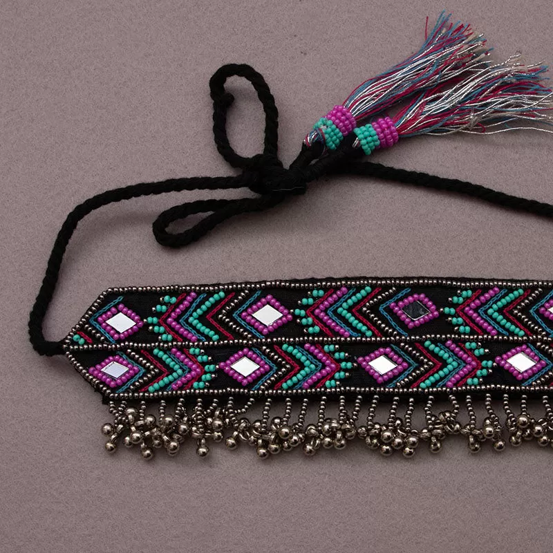 Banware pink hand embroidered choker