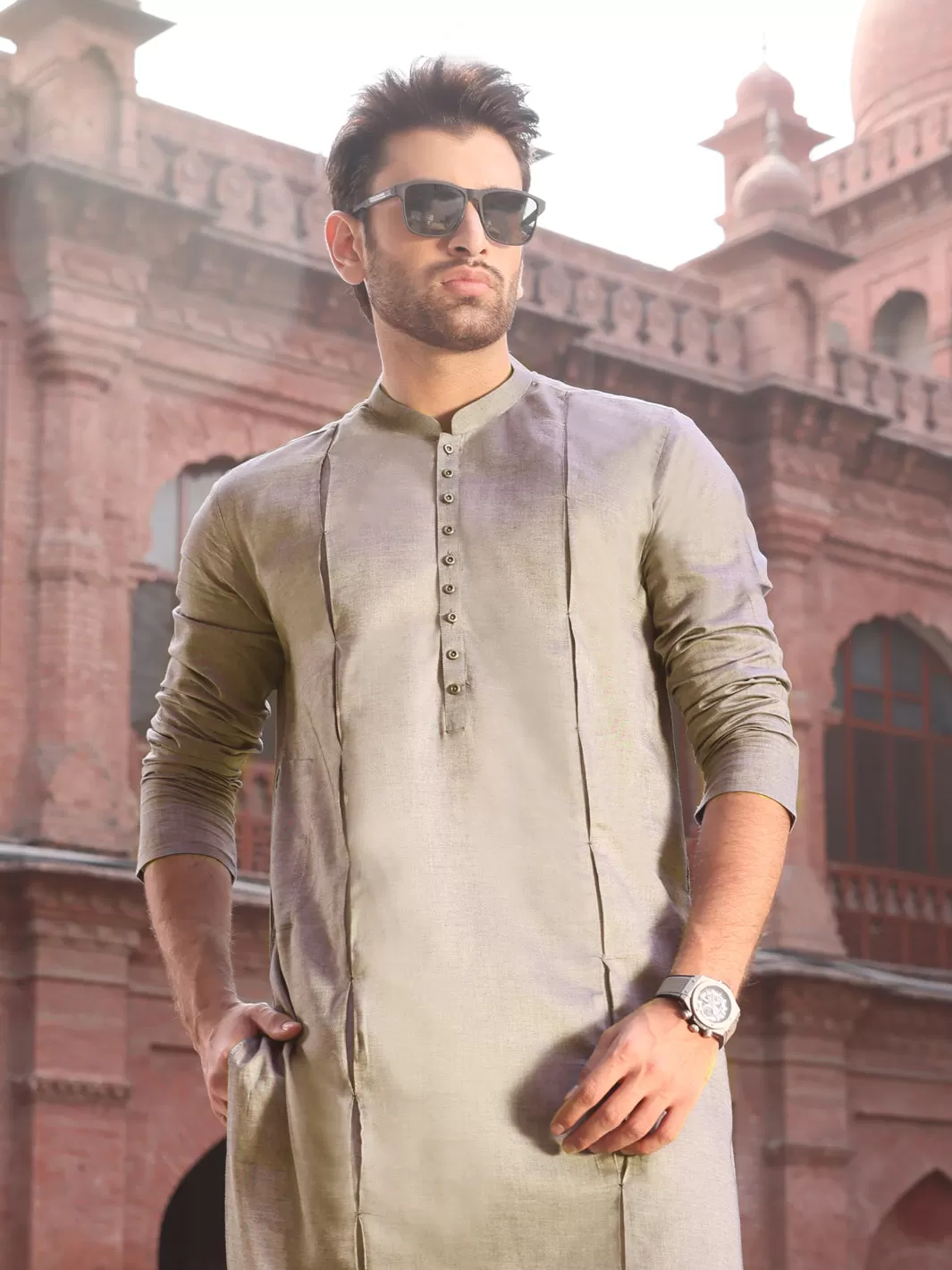 Beige Cotton Kurta Pajama - AL-KT-2531