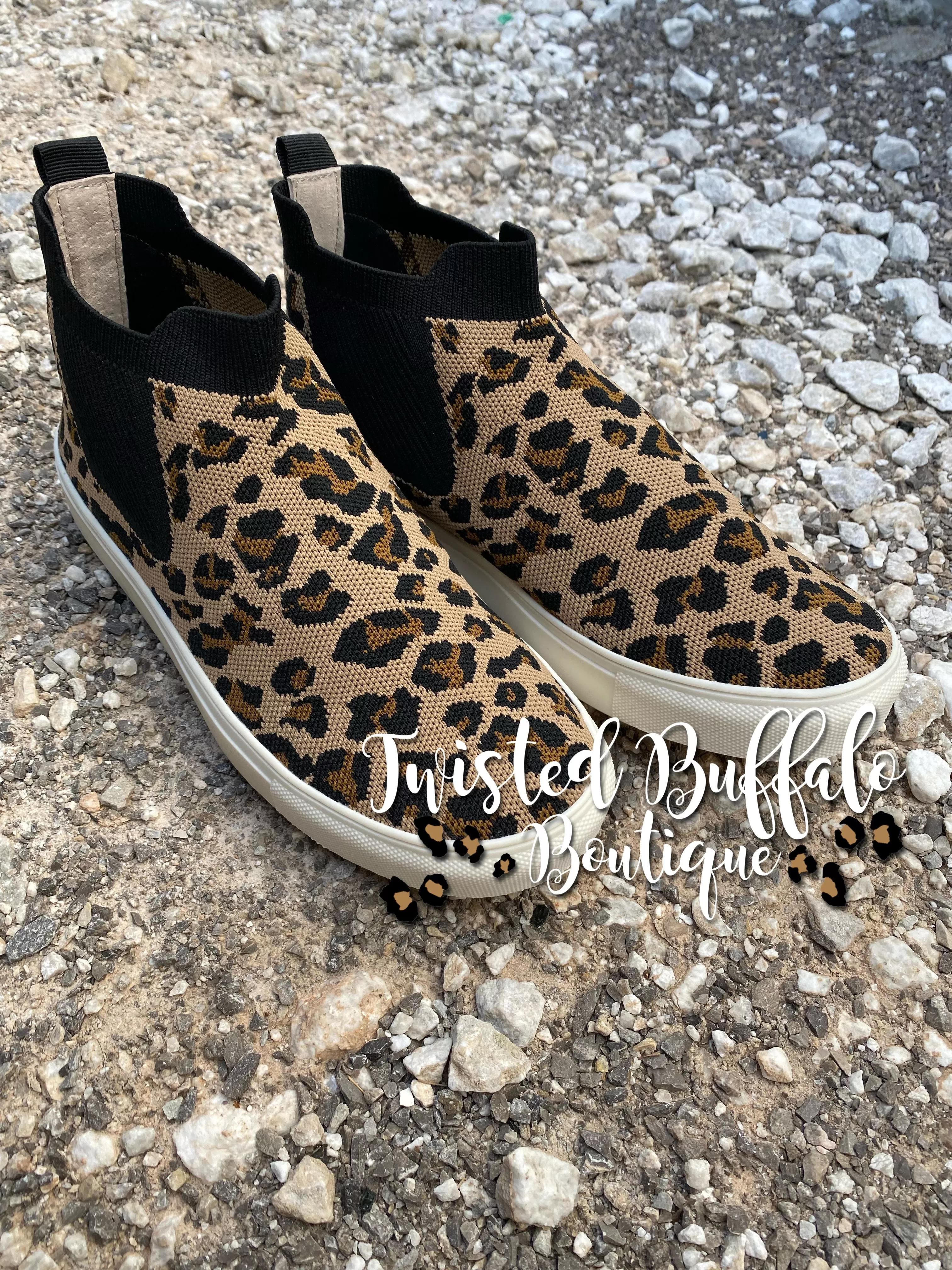 {BESSIE} Leopard Stretchy Slip On Sneakers Very G/Gypsy Jazz