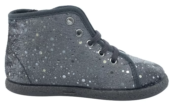 ChildrenChic Boy's and Girl's Side-Zip Chukka Boot, Grey Silver Bubble Velvet