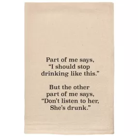 Conflicting Voices: Natural Cotton Tea Towel - 'The Drunk Debate'