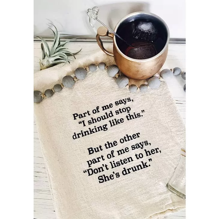 Conflicting Voices: Natural Cotton Tea Towel - 'The Drunk Debate'