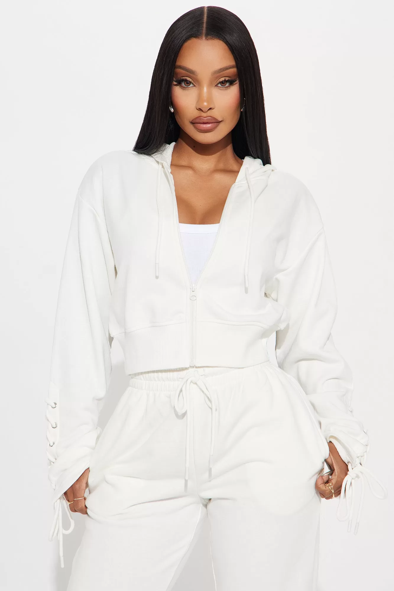 Day Dreamer Lounge Zip Up Hoodie - White