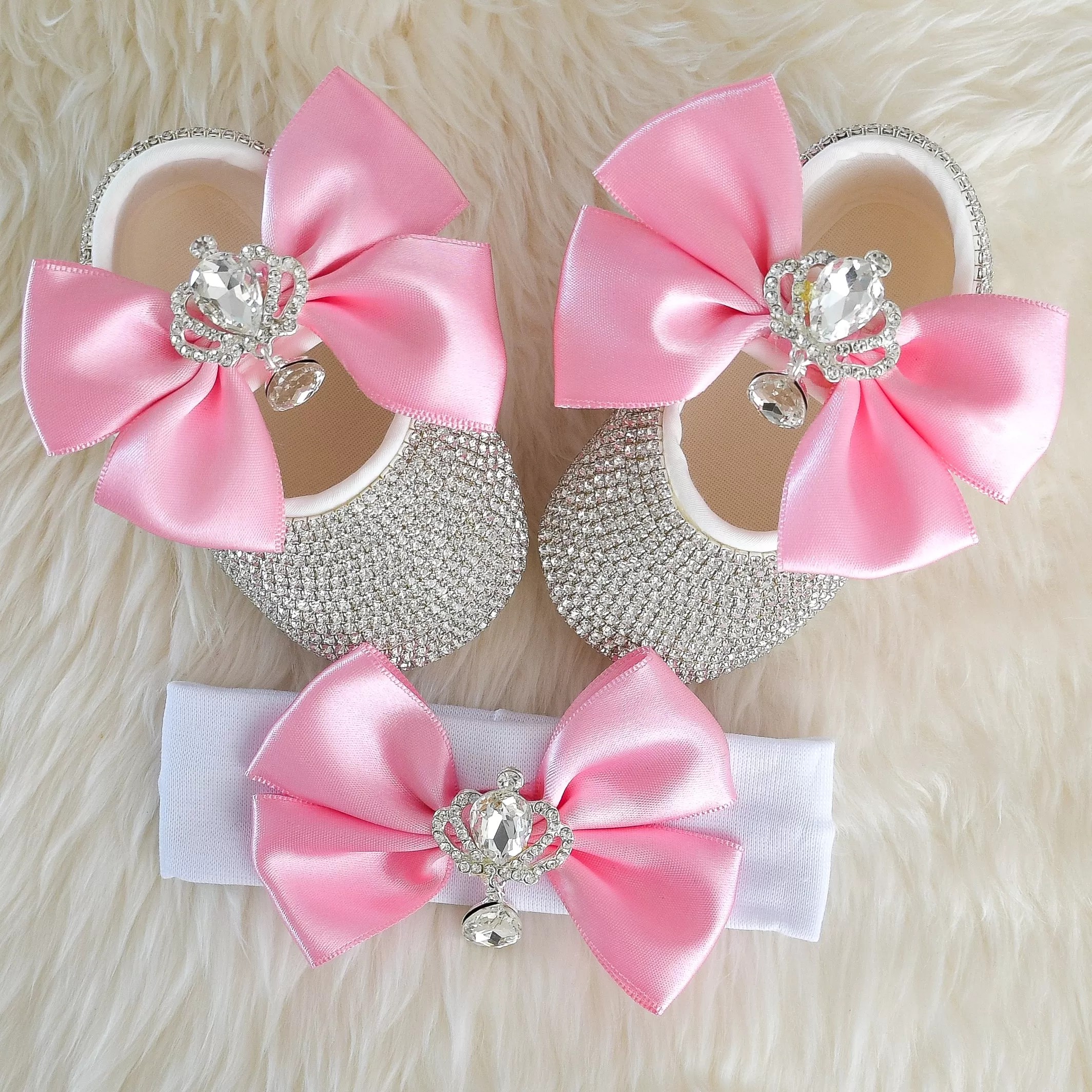 Double Bow Swarovski Baby Girl Shoes