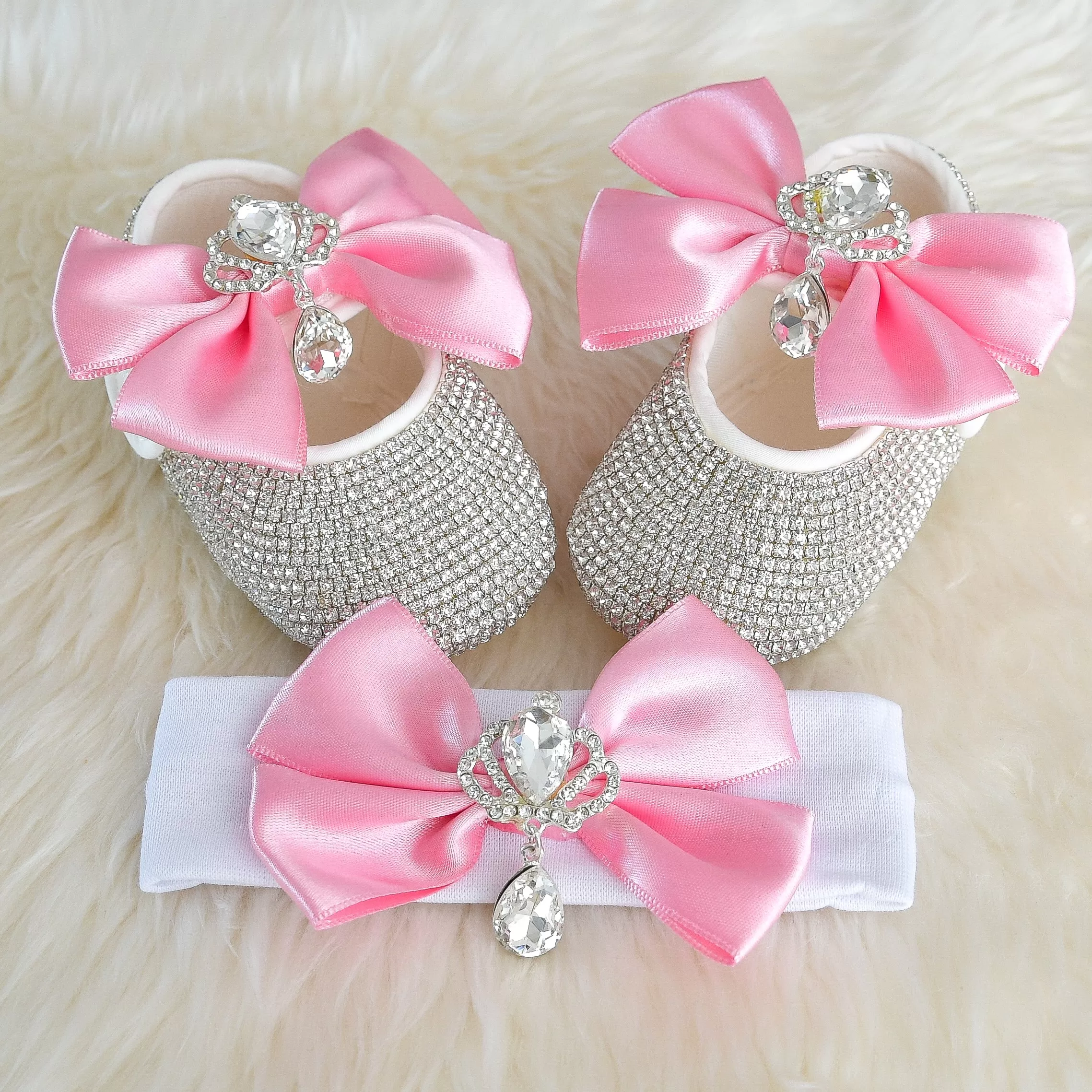 Double Bow Swarovski Baby Girl Shoes