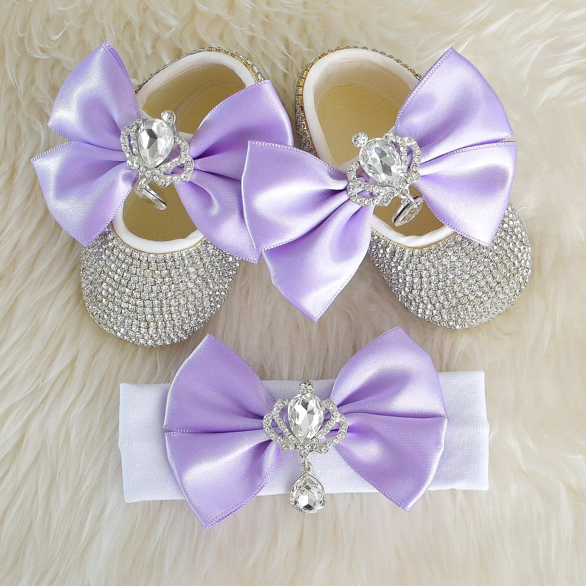 Double Bow Swarovski Baby Girl Shoes