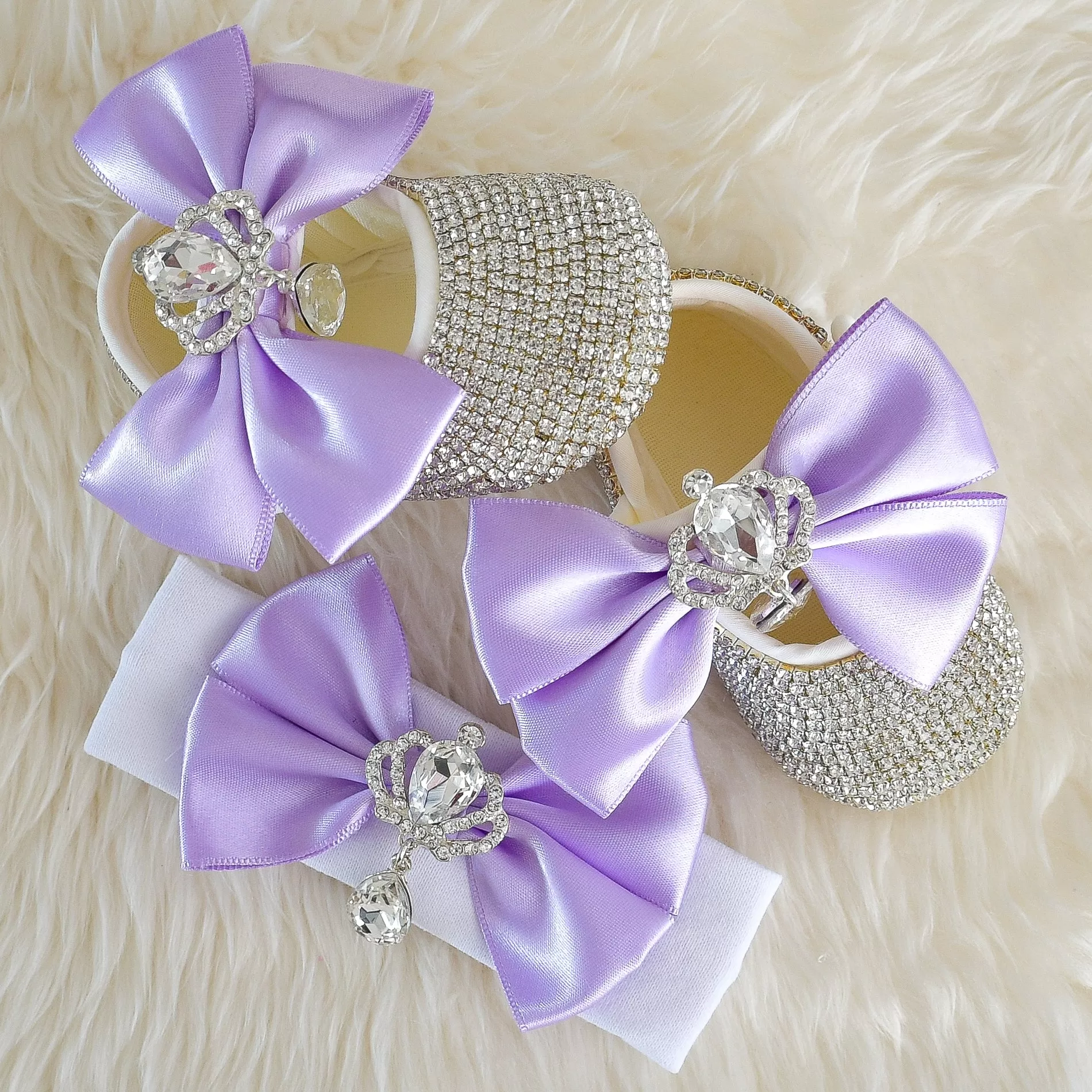 Double Bow Swarovski Baby Girl Shoes