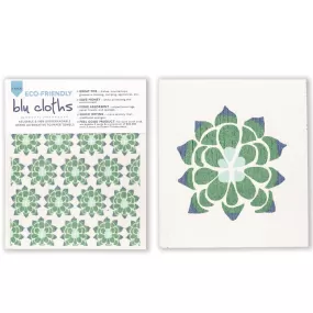 Eco-Friendly Desert Succulent blu Sponge Cloth - Set of 2