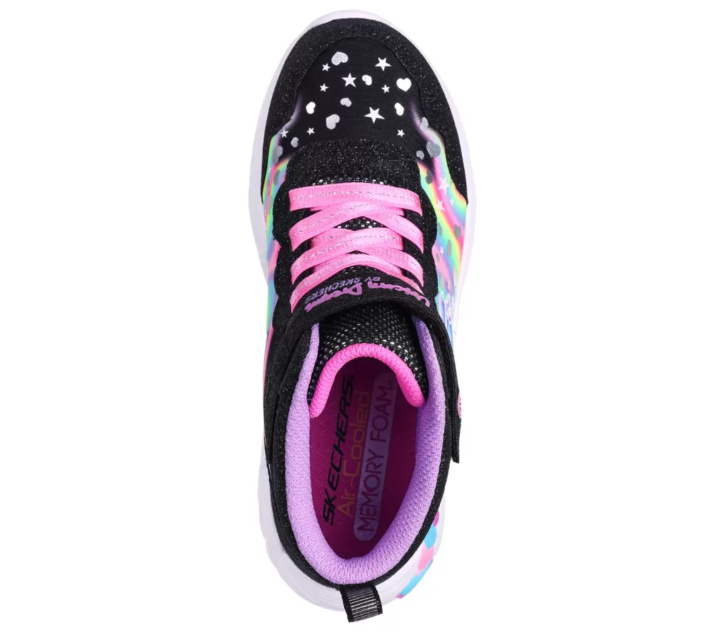 Ghete sport, fete, SKECHERS S-LIGHTS UNICORN DREAMS MAGICAL DREAMER 302332L-BKMT negru, piele ecologica