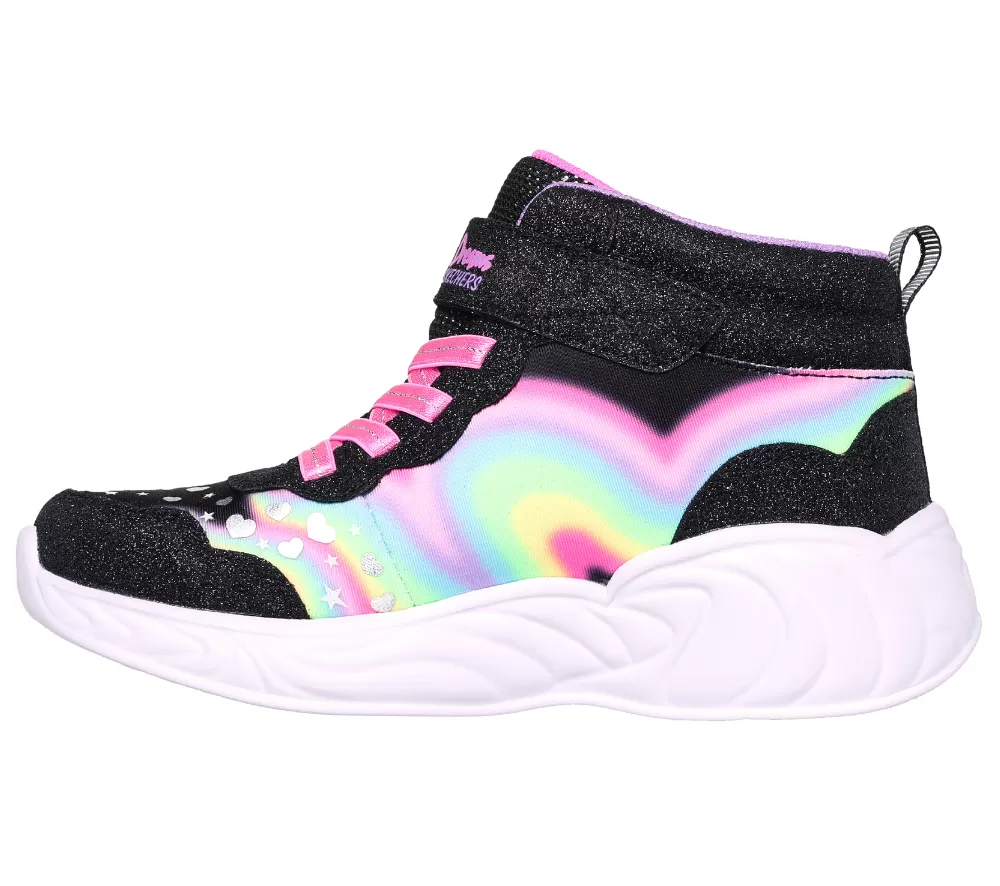 Ghete sport, fete, SKECHERS S-LIGHTS UNICORN DREAMS MAGICAL DREAMER 302332L-BKMT negru, piele ecologica