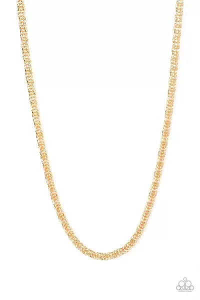 Go Down Fighting Gold Urban Necklace - Paparazzi Accessories