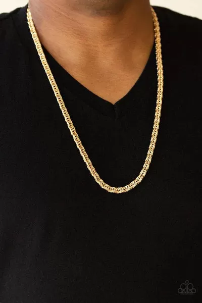 Go Down Fighting Gold Urban Necklace - Paparazzi Accessories