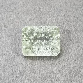 GREEN AQUAMARINE Gemstone Carving : 13.00cts Natural Untreated Aqua Hand Carved Cushion Shape 16*13mm (With Video)