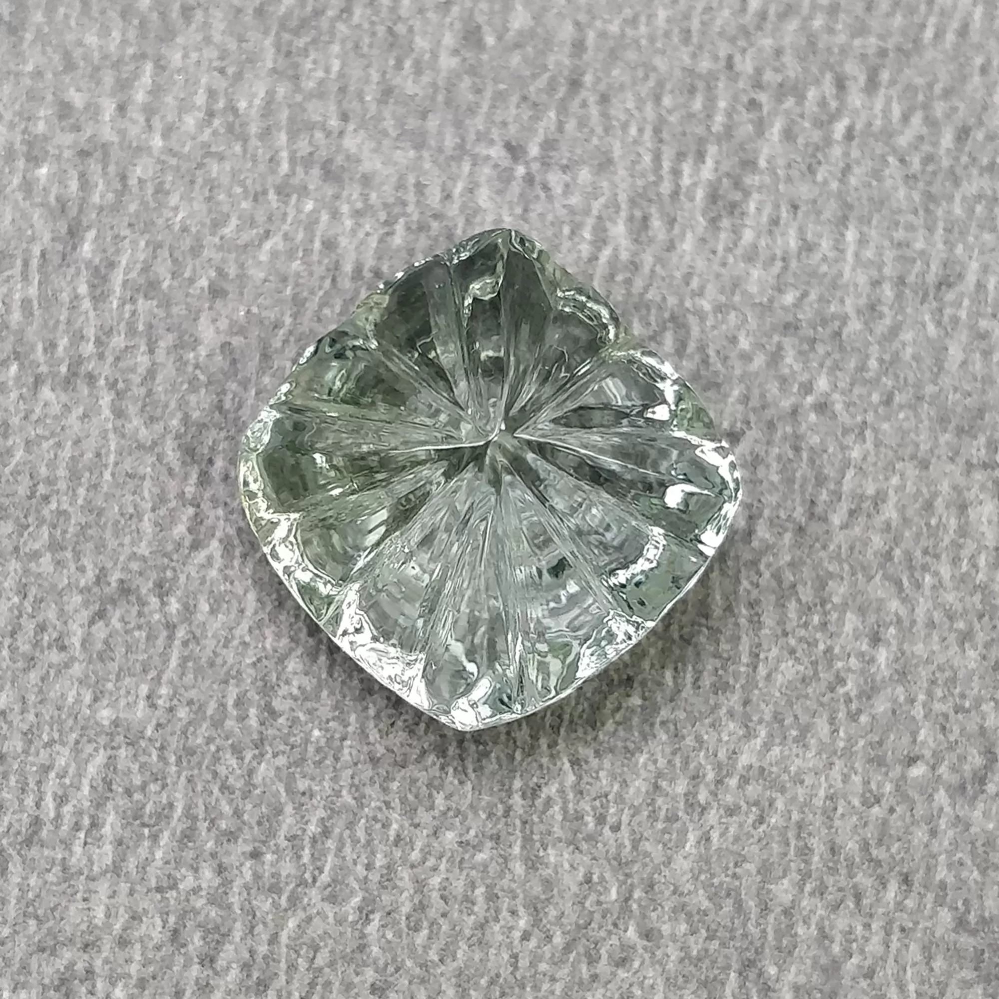 GREEN AQUAMARINE Gemstone Carving  : 5.40cts Natural Untreated Aqua Hand Carved Cushion Shape 11mm (With Video)