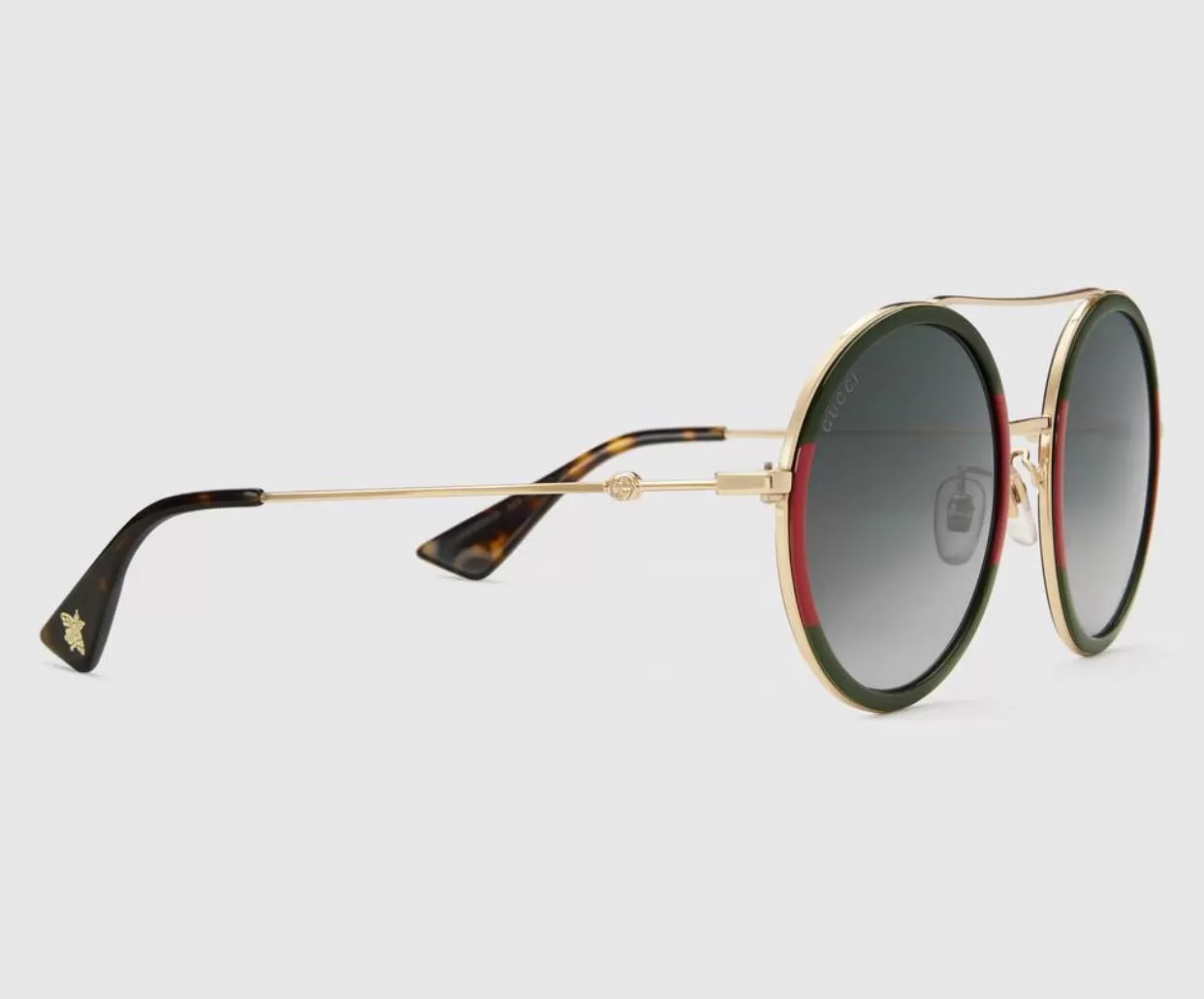 Gucci Round Frame Glasses with Gold Bar