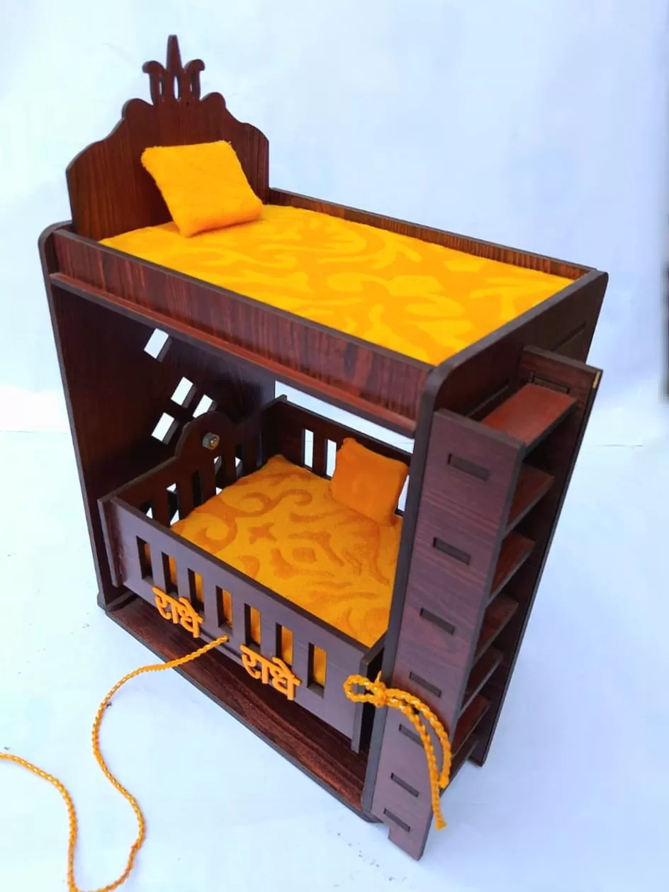 Janmashtami special  Wooden Jhula cum Bed For Laddu Gopal -BRIJ001JCB