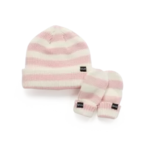 Kombi Rose Shadow Little One Infant Knit Hat and Mitten Set