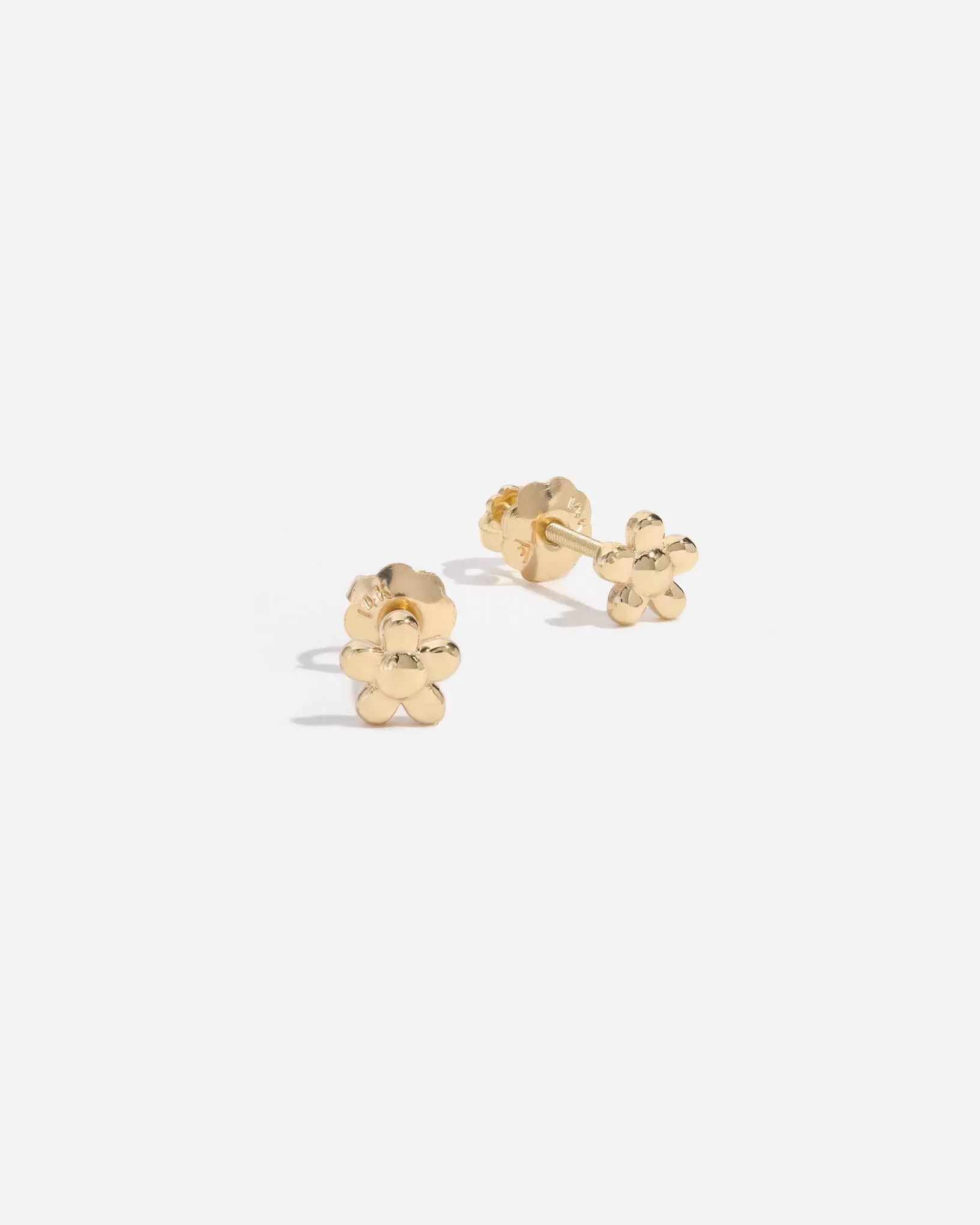 Mini Flower Earrings in 14k Yellow Gold for Children