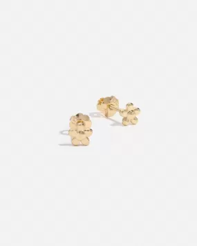 Mini Flower Earrings in 14k Yellow Gold for Children