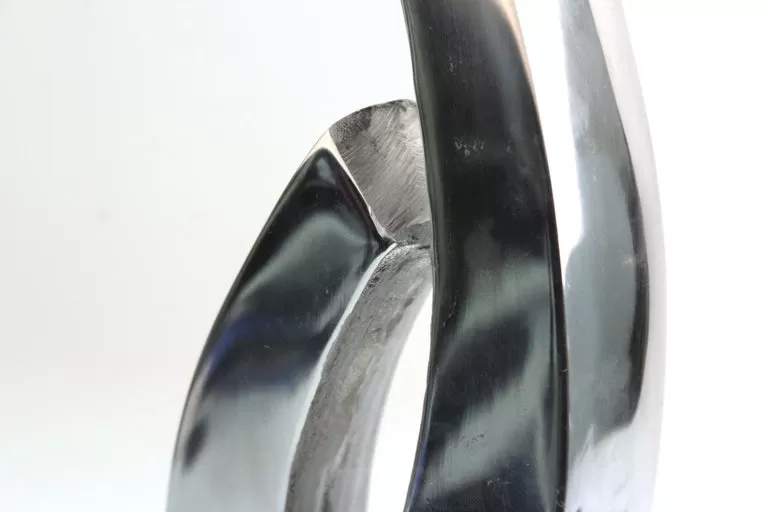 Modern Abstract Chromed Metal Tabletop Sculpture on Marble Base