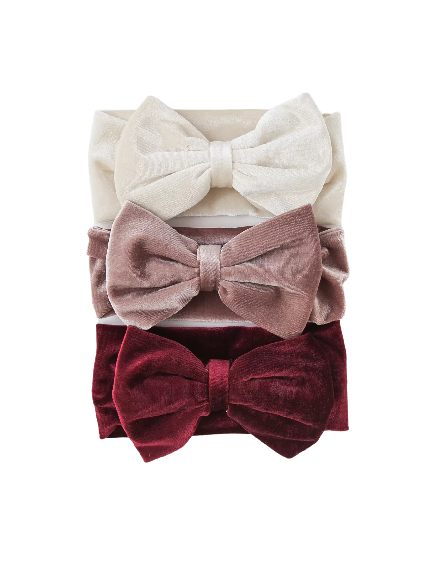 Oversized Bow Velour Baby Headband - Cream