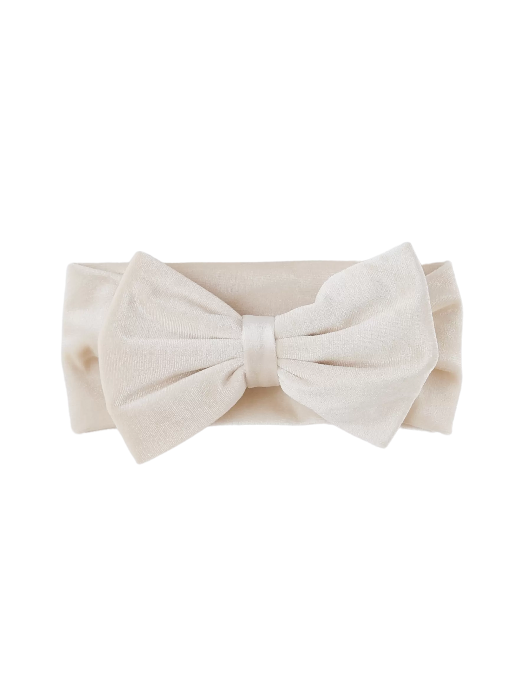 Oversized Bow Velour Baby Headband - Cream