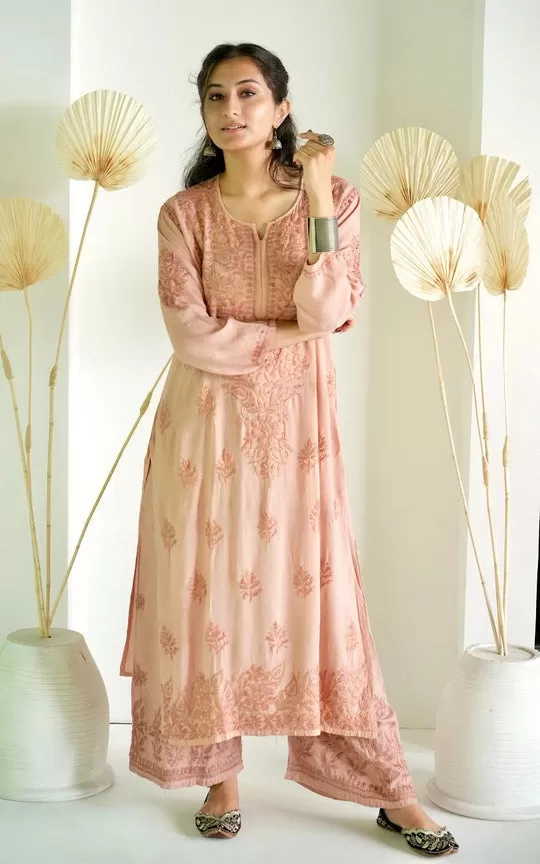 Palak Modal Dyed Chikankari Set