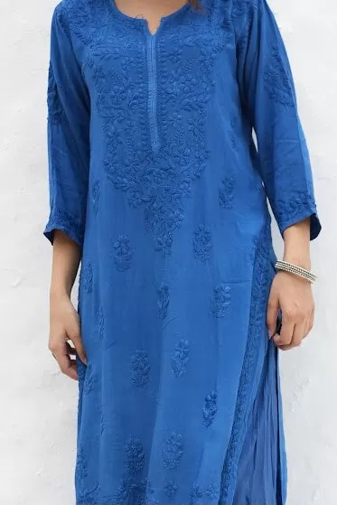 Palak Modal Dyed Chikankari Set