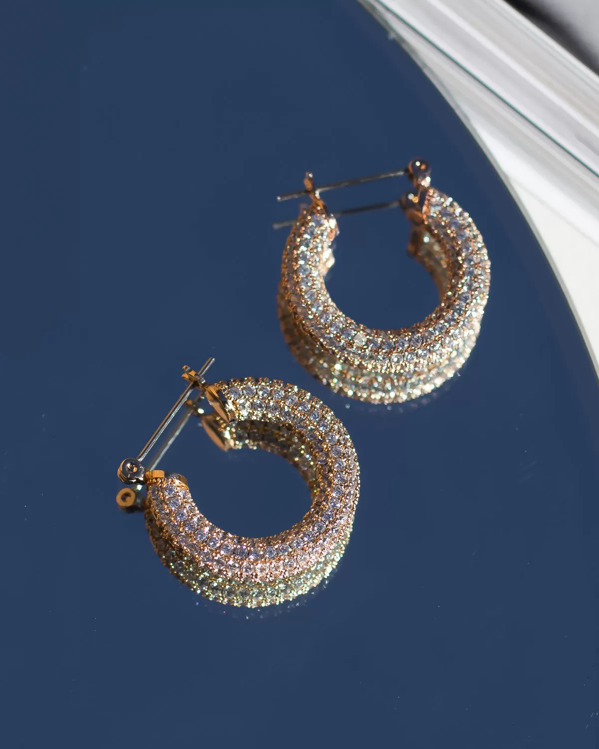 Pave Baby Amalfi Hoops- Gold