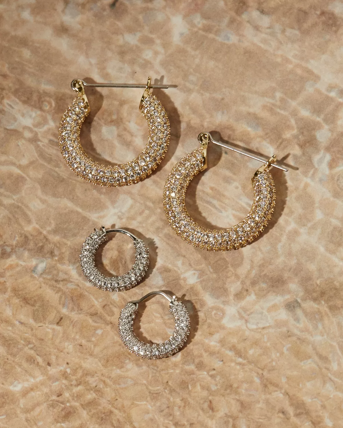 Pave Baby Amalfi Hoops- Gold