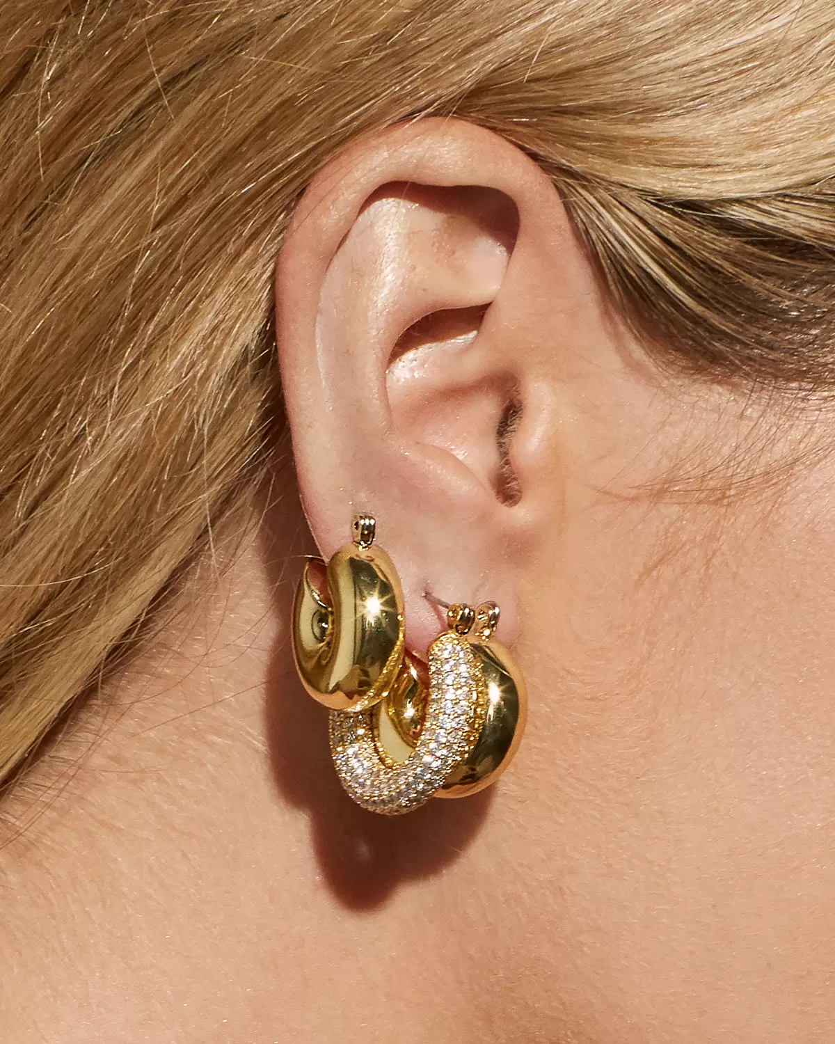 Pave Baby Amalfi Hoops- Gold