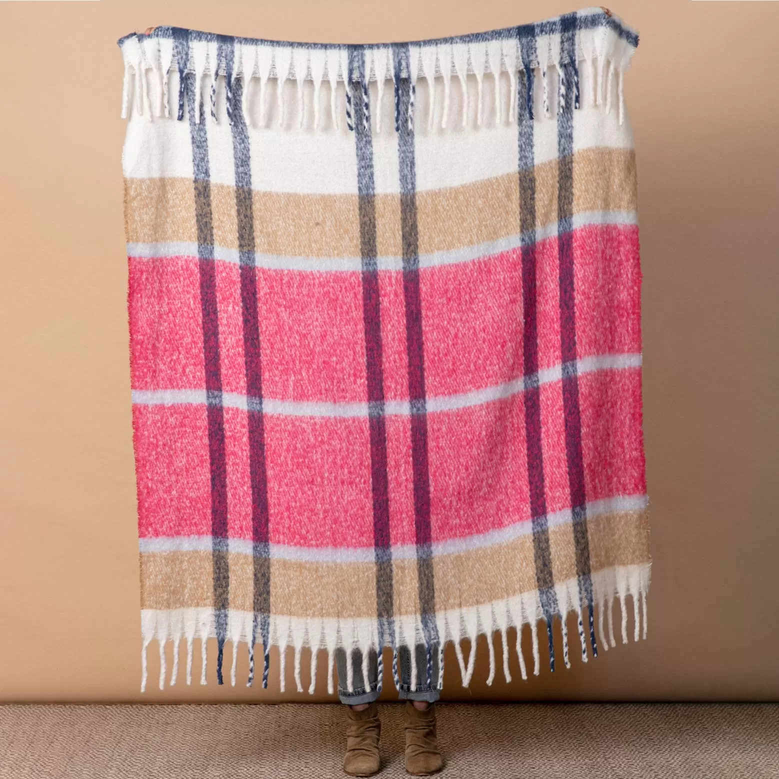 Pink Tan Cuddle Throw Blanket